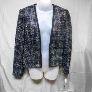 Darby + Luke black tan blue blazer 8